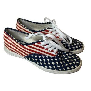 Keds Women’s Sz 7.5 Patriotic American Flag Sneaker Star’s and  Stripes Terry